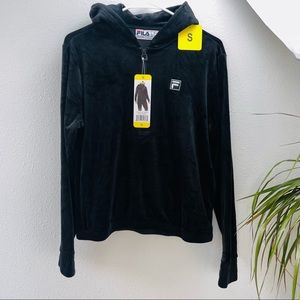FILA New velvet black hoodie pullover sporty casual everyday, simple and stylish